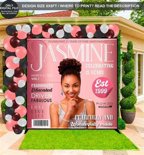 DIGITAL FILE Pink Magazine Cover Backdrop Birthday Women Banner Pink ...