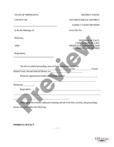 Minnesota Final Order of Court - Divorce - Default Judgment - template ...