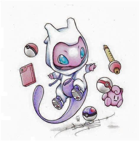 Mew--> MewTwo | Pokemon wearing hoodies of their evolved forms | Credit ...