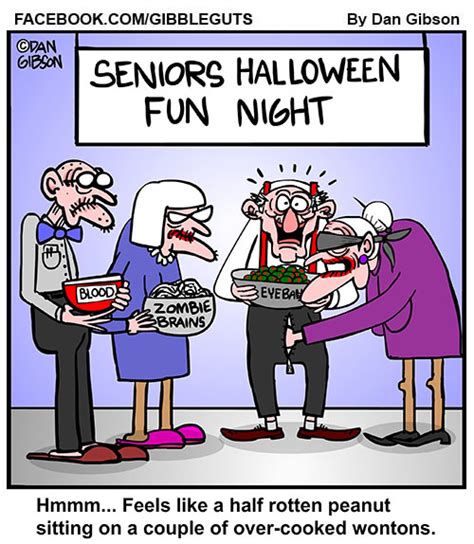 Old people having fun on Halloween. Senior cartoons from Gibbleguts.com