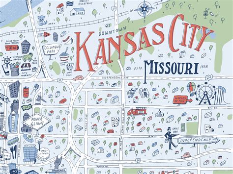 Illustrated Map of Kansas City Downtown & Midtown Prints - Etsy