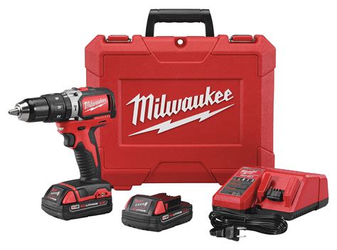 MILWAUKEE Cordless Hammer/Drill Kit, 18.0V, 1/2 in. - 38CC54|2702-22CT ...