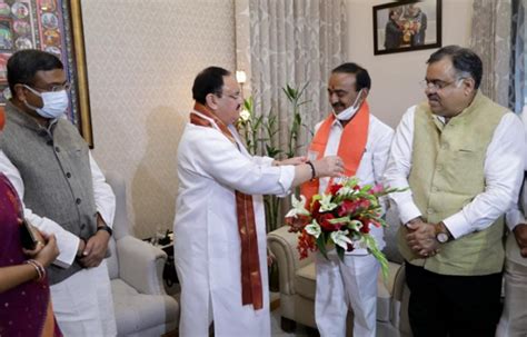 Jolt to KCR’s TRS: Former Telangana Minister Etela Rajender joins BJP