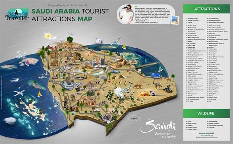 Saudi Arabia Tourist Map | Assam Artist