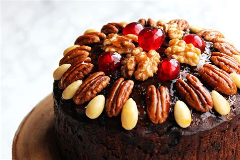 Naked Christmas Cake with Glazed Nuts and Cherries - Supper in the Suburbs