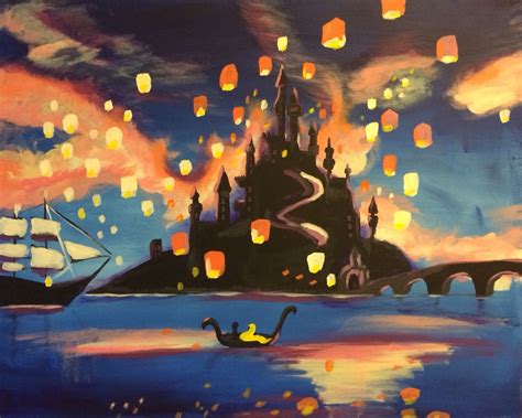 Rapunzel lanterns, scene from Tangled , painting | Disney gemälde ...