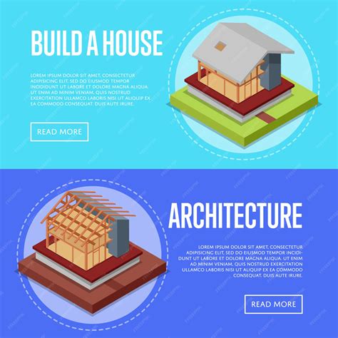 Premium Vector | Countryside house architecture banner web set