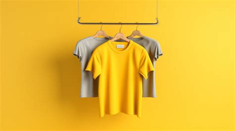 Yellow Background With 3d T Shirts Rendered, Plain T Shirt, T Shirt ...