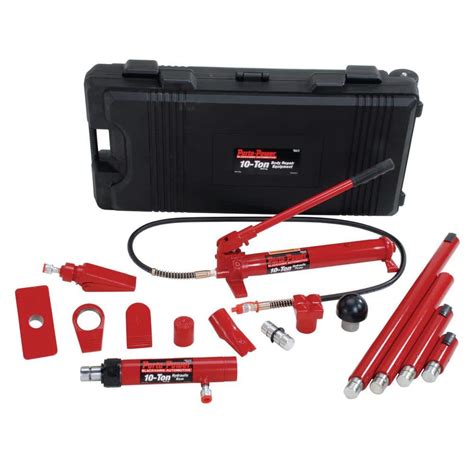 Porto-Power 10-Ton Hydraulic Body Repair Kit in Black/Red (19-Piece ...