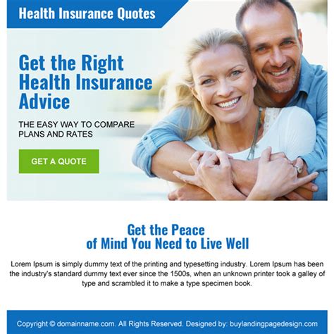 health insurance quotes ppv landing page design