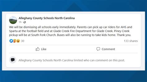 Alleghany County schools dismiss early and 'immediately' Monday ...