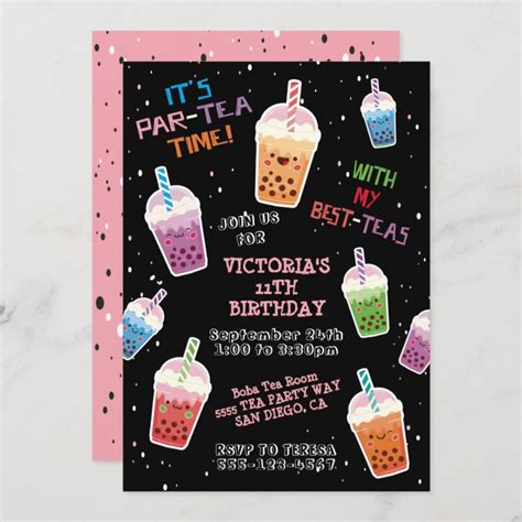 Boba Tea Party Birthday Party Invitation | Zazzle.com