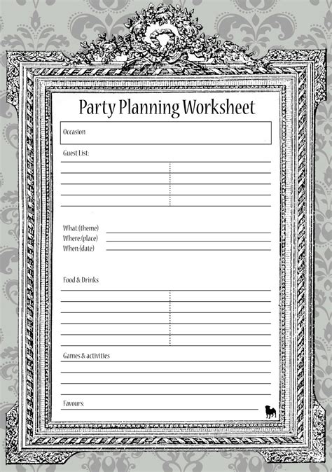 Printable Party Planning Worksheet