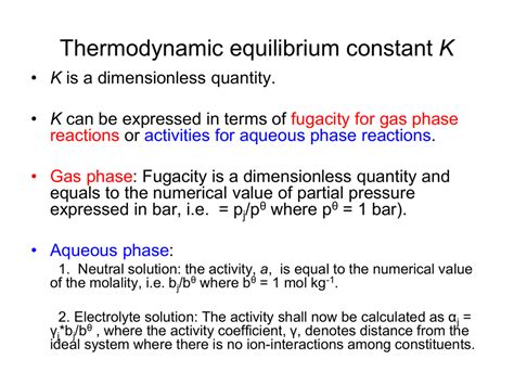 Equilibrium for a general reaction