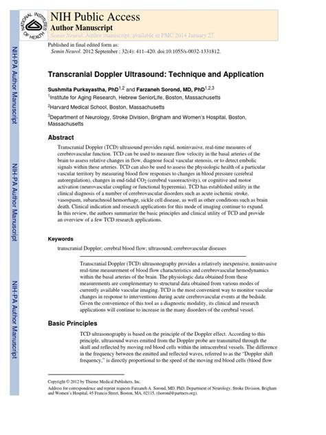 TCD Technique | PDF | Stroke | Medical Ultrasound