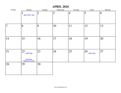 April 2024 Calendar