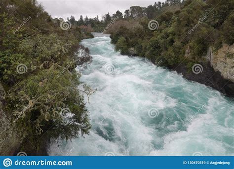 Powerful Huka Falls Near Lake Taupo, Ner Zealand Stock Image - Image of ...