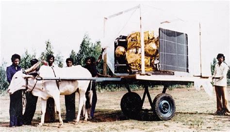 India’s first satellite being transported to the launch pad, July 16, 1981 [800 × 461] : r ...