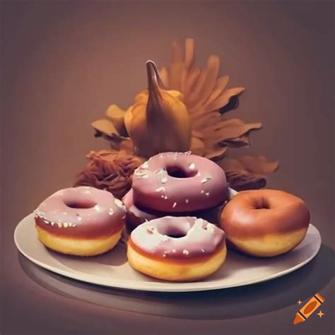 Thanksgiving dinner with donuts on tray