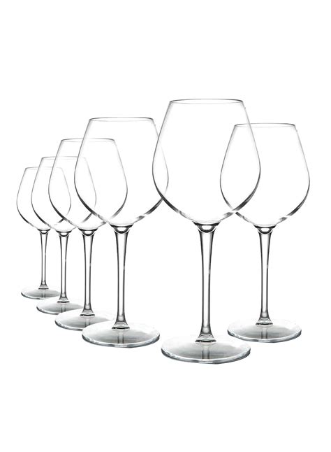 Crystal Red Wine Glasses Set of 6, 17 Ounce Thin Rim Classic Round Bowl Stemmed All-purpose Wine ...