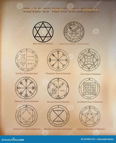 Seals of King Solomon, Powerful Magical Symbols on Old Paper, Papyrus Stock Vector ...