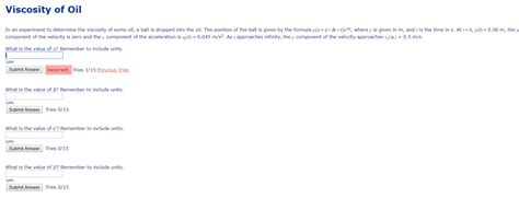 Solved Viscosity of Oil In an experiment to determine the | Chegg.com