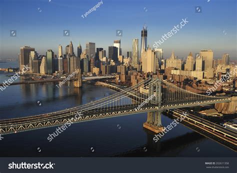 Aerial View Lower Manhattan Brooklyn Bridge Stock Photo 202611358 ...