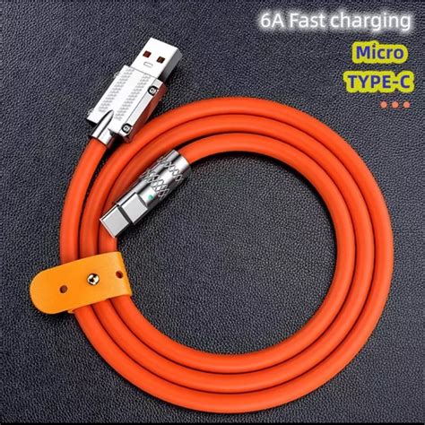 120W 6A Super Fast Charge Type-C Liquid Silicone Cable Quick Charge USB Cable Micro Usb Cable ...