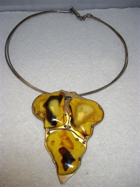 Ambermoda MARIUSZ GLIWINSKI Egg Yolk Baltic Amber Sterling Modern Necklace | Modern necklaces ...