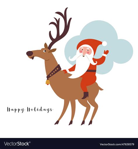 Santa claus and christmas deer card Royalty Free Vector