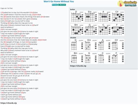 Chord: Won't Go Home Without You - Maroon 5,Maroon5 - tab, song lyric, sheet, guitar, ukulele ...