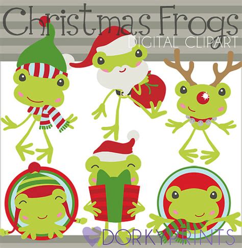 Christmas Clipart Christmas Frogs Personal and Limited | Etsy ...