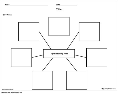 Simple 7 Boxes Spider Map Template Storyboard by worksheet-templates