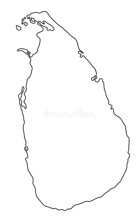 Sri Lanka Map Outline Vector Illustration Stock Vector - Illustration ...