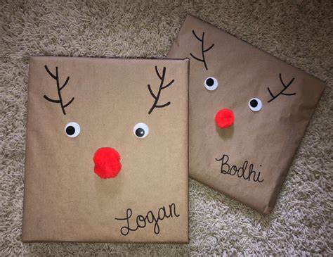 DIY Brown Wrapping Paper Idea | Christmas gift wrap tags, Reindeer gifts, Diy brown wrapping paper