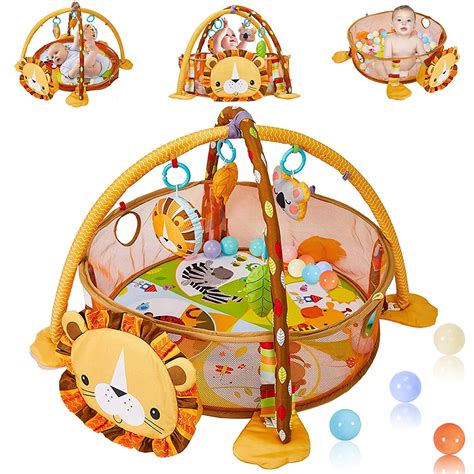 TEAYINGDE 3 in 1 Baby Gym Play Mat Baby Activity with Ocean Ball,Yellow Lion - Walmart.com