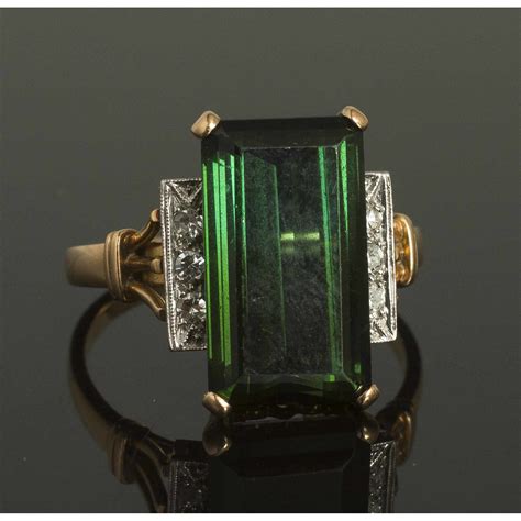 Green Tourmaline Diamond 14k Ring | Witherell's Auction House