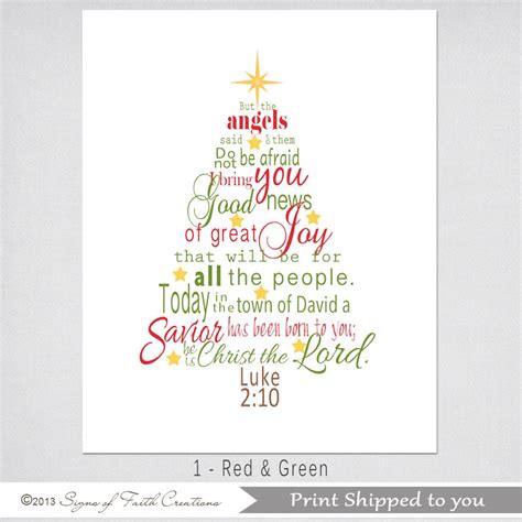 Christmas Tree with Luke 2:10-11 Bible verse Subway Art