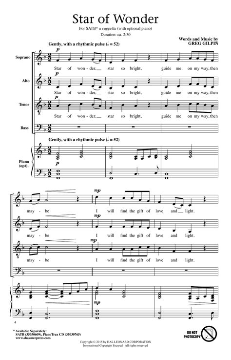 Greg Gilpin 'Star Of Wonder' Sheet Music - Download Printable PDF Notes FreshSheetMusic.com