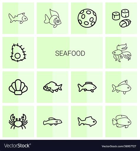 Seafood icons Royalty Free Vector Image - VectorStock