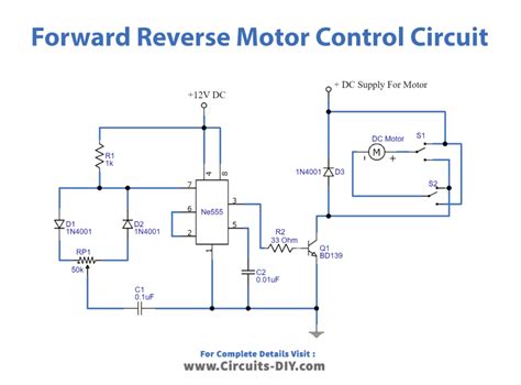 Forward Reverse DC Motor Control Diagram with Timer IC