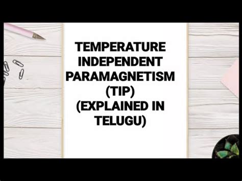 Temperature independent paramagnetism (TIP) - YouTube