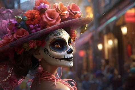 Premium AI Image | Artistic representation of La Calavera Catrina in 00039 03