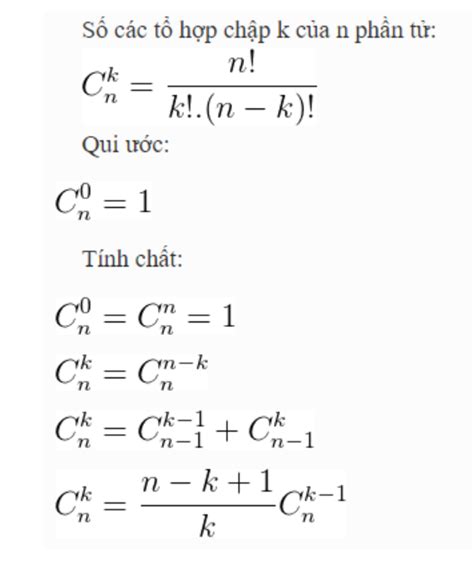 Công thức tính tổ hợp, chỉnh hợp, hoán vị, xác suất và nhị thức niu tơn