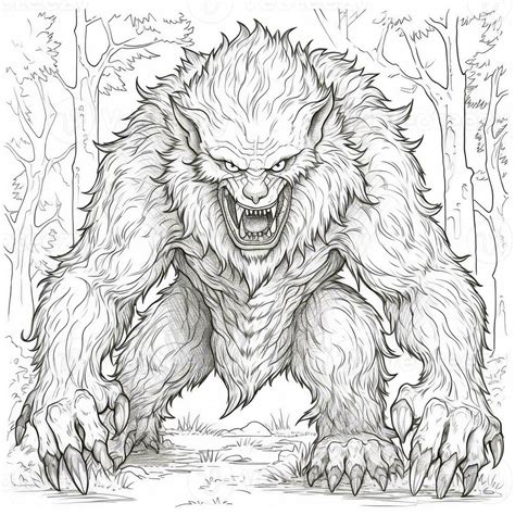 Werewolf Coloring Pages For Adults 26645901 Stock Photo at Vecteezy