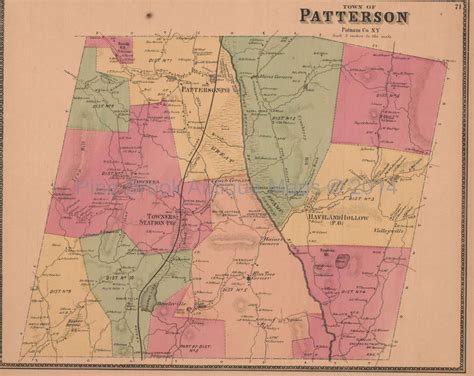 Town Patterson New York Antique Map Unique Putnam County Decor | Etsy