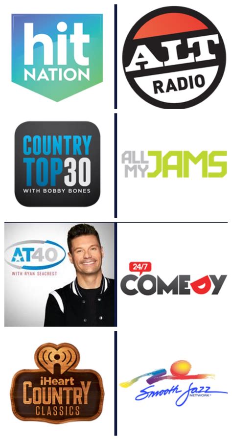 A few of the iHeartRadio stations available for streaming ...