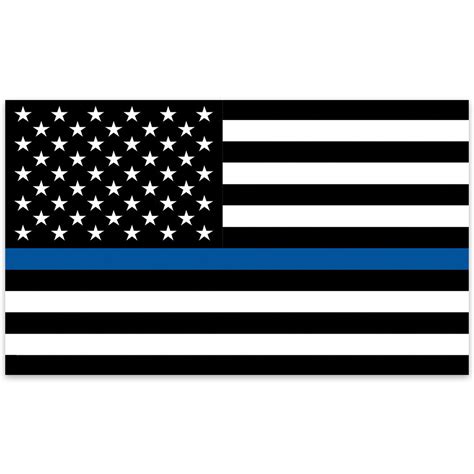 Police Tribute American Flag - Black and White US Flag with Single Blue ...