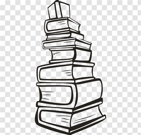 Book Stack - Blackandwhite Coloring Transparent PNG