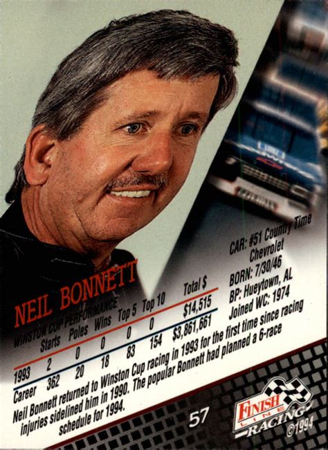 1994 Finish Line #57 Neil Bonnett - NM-MT - Big Mac Sportscards | Beckett Marketplace